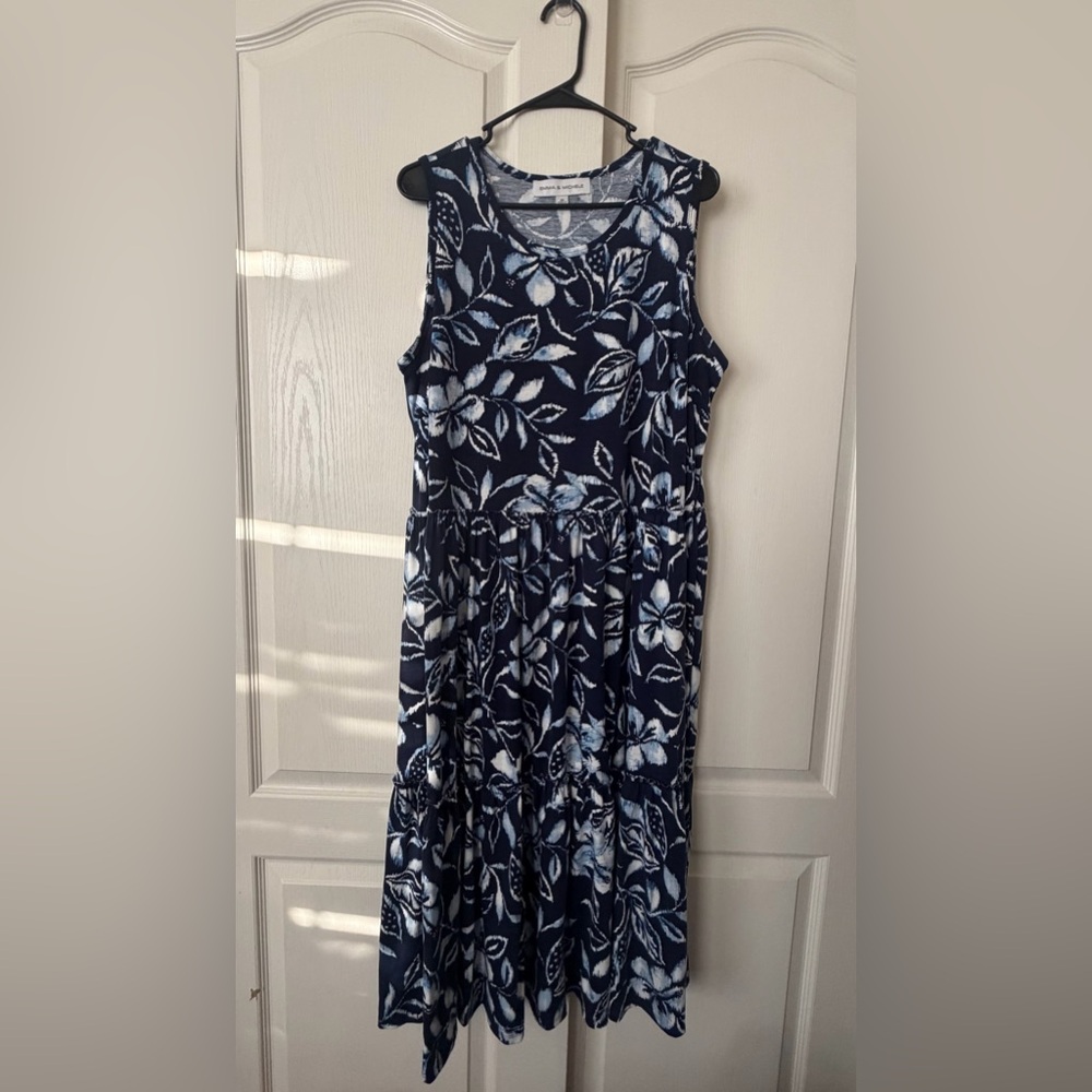 Emma & Michele Navy and White Floral Maxi Dress